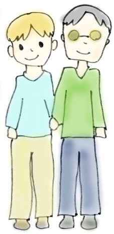 手をつないで歩く2人のイラスト
